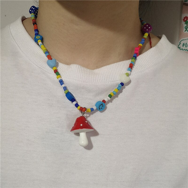 Red Mushroom Colorful Necklace