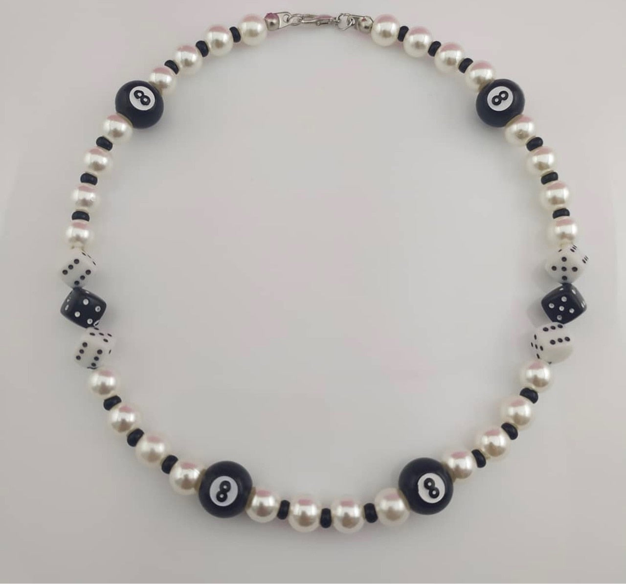 Black 8 Ball and Dice Necklace