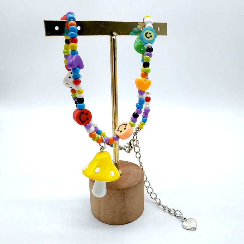 Yellow Mushroom Colorful Necklace