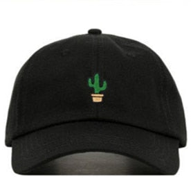 Cactus Embroidery Cap Black