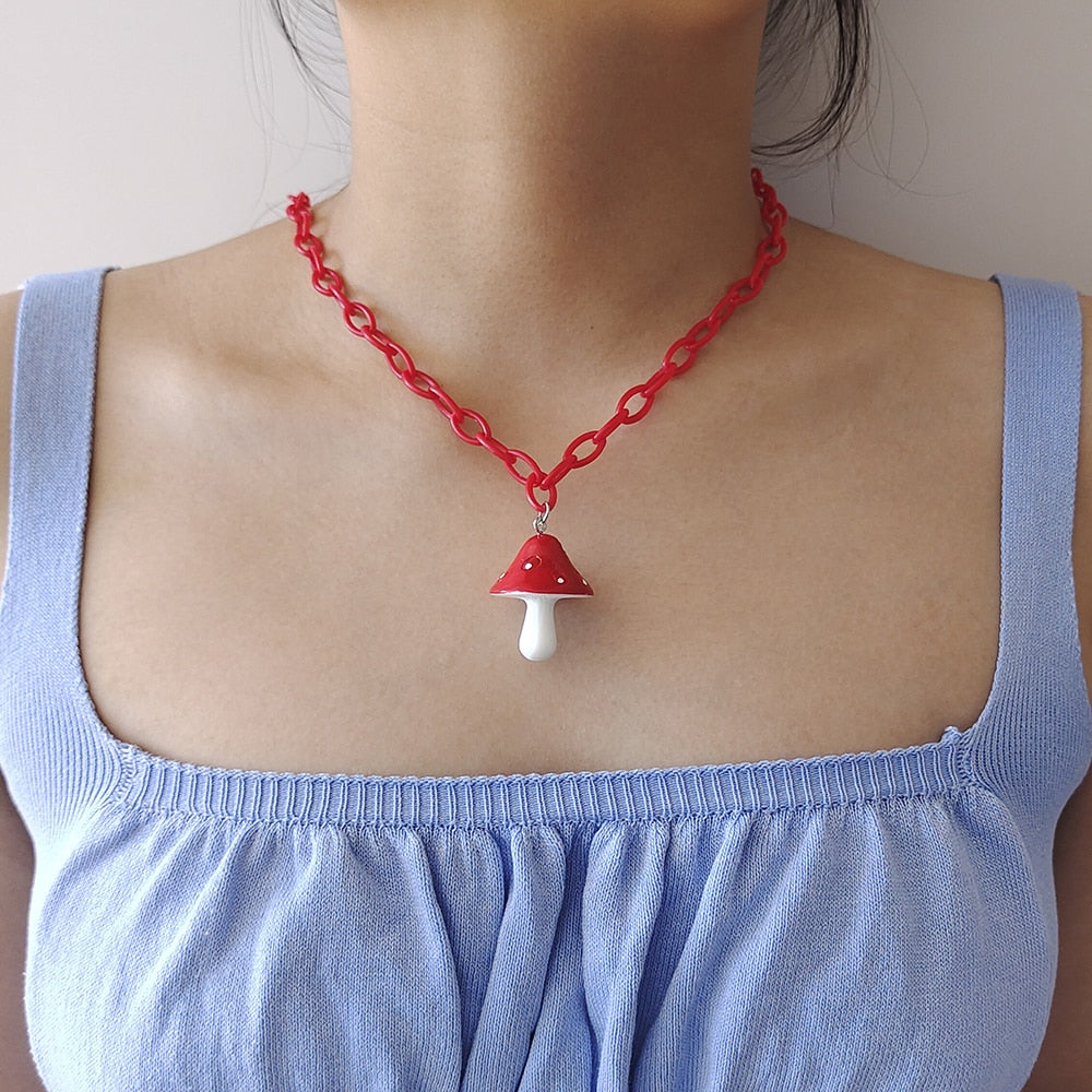 Monotone Mushroom Necklace