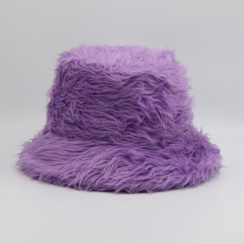 Fluffy Fuzzy Bucket Hat Purple