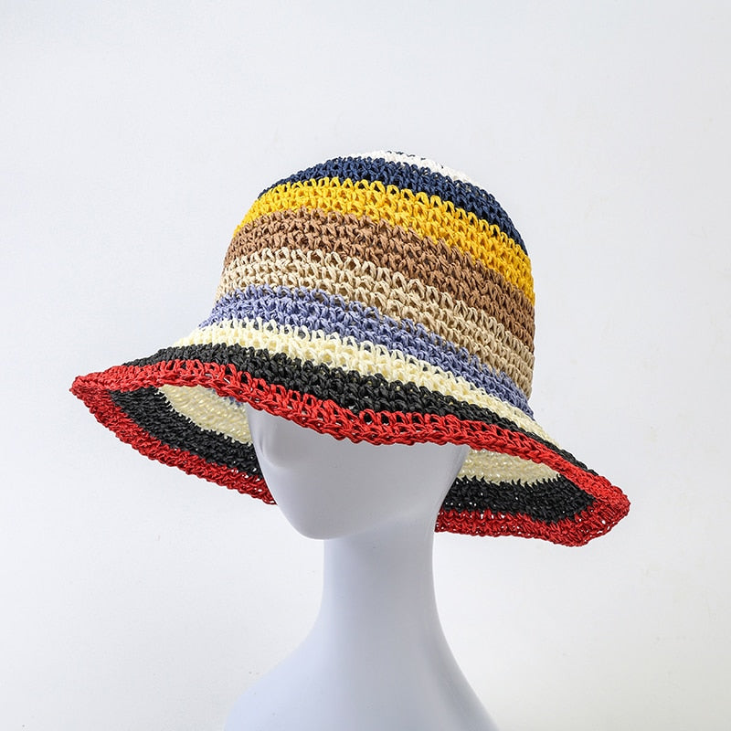 Summer Rainbow Bucket Hat Red