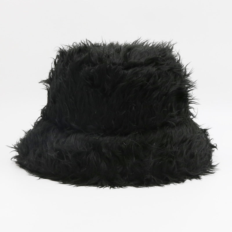 Fluffy Fuzzy Bucket Hat Black