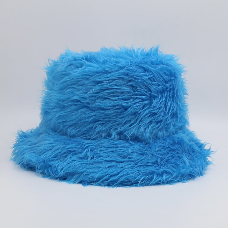 Fluffy Fuzzy Bucket Hat Blue